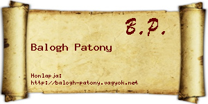 Balogh Patony névjegykártya